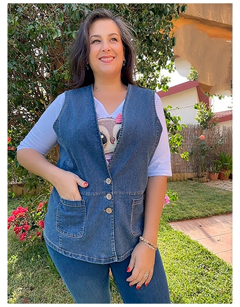 Chaleco vaquero Velika|Tres XL | Tallas grandes a buen precio